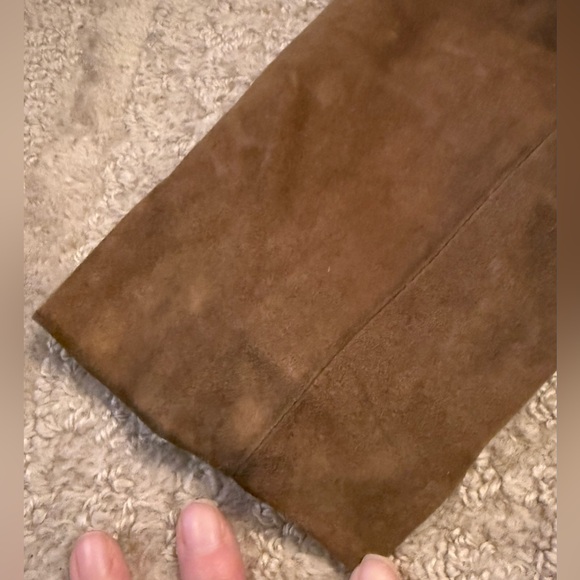 Vintage Brown Suede Leather Trench Coat Belted Long Jacket Size 48 small s - Picture 12 of 13